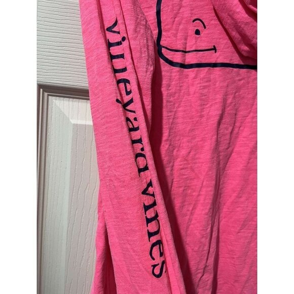 Vineyard Vines Hot Neon Pink Hooded Long Sleeve Light Weight Pullover Size S - Picture 3 of 8
